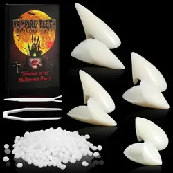 False Teeth Props Halloween Vampire Teeth Fangs Dentures Props Resin Fangs With Solid Glue Party Holiday Cosplay Decorations