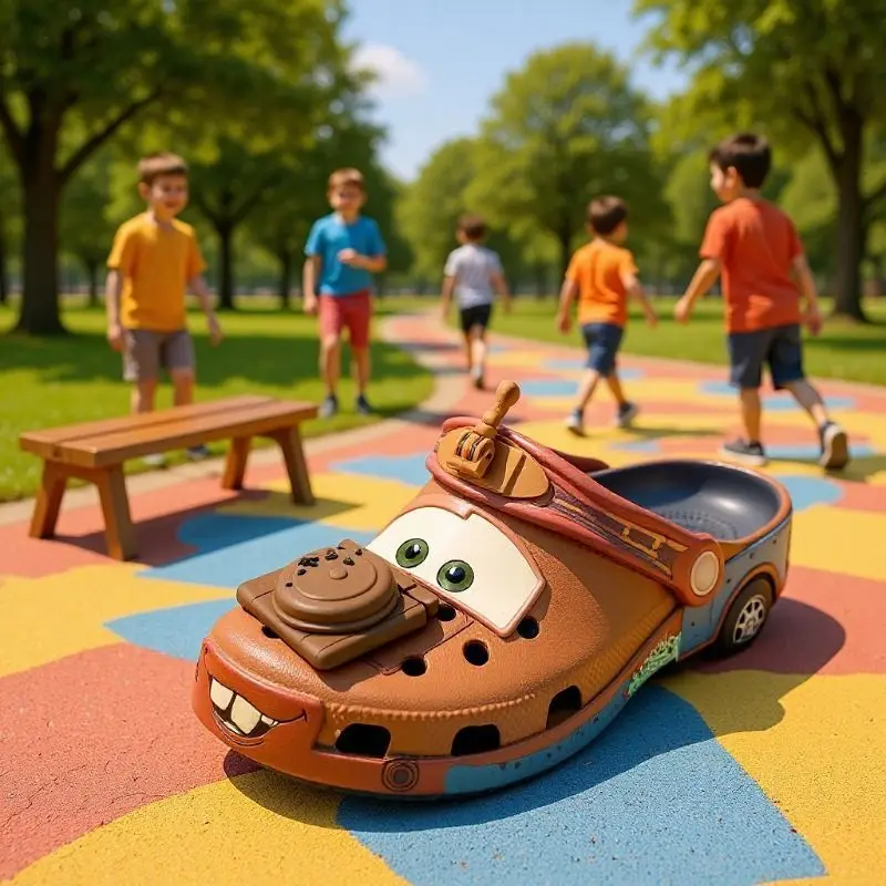Chinelo de Praia Impermeável BANDAI Lightning McQueen Pixar e Mater, Sandália Casual Respirável com Tira no Tornozelo
