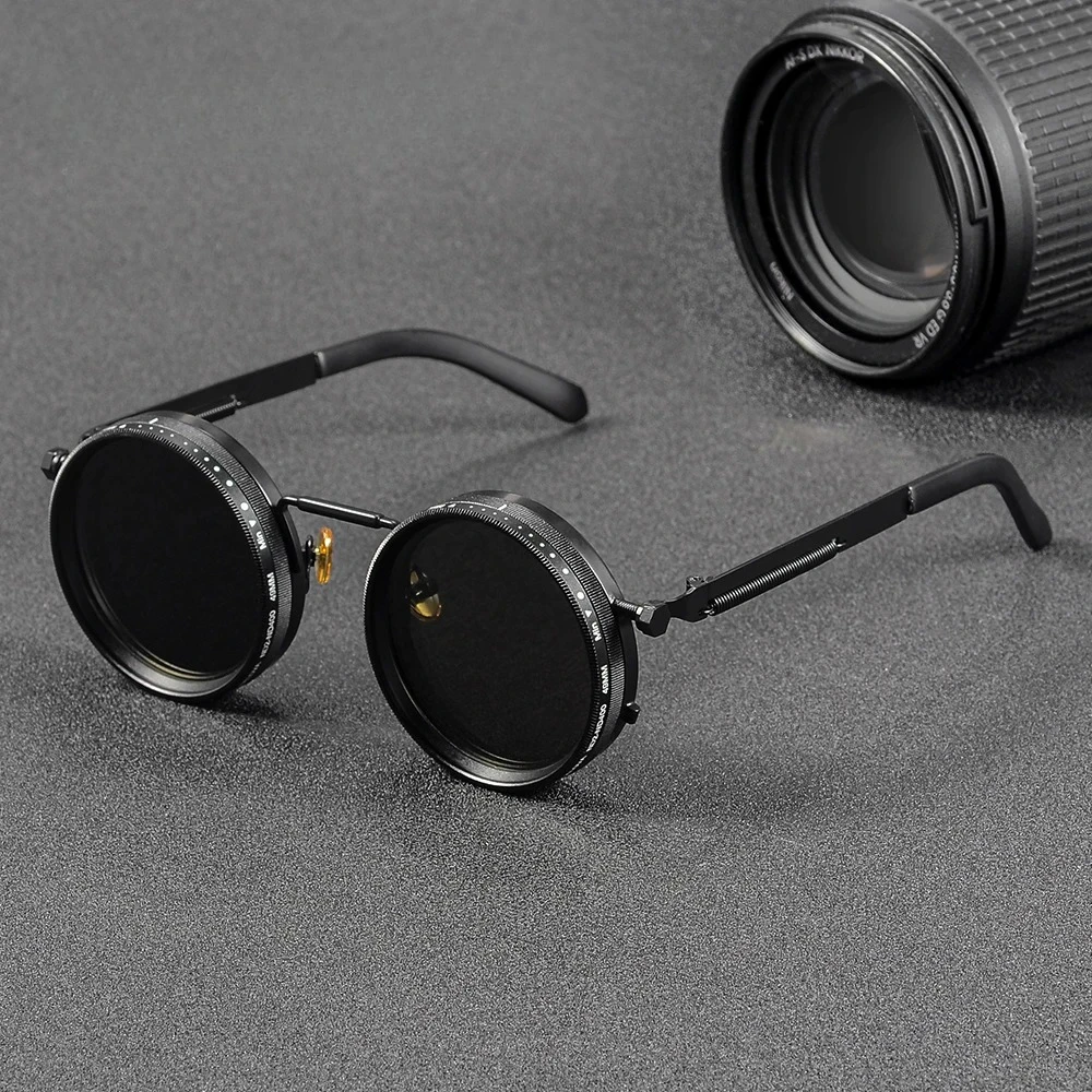 Polarisierte runde Sonnenbrille ND9, verstellbare Dimmung, für Männer und Frauen, Retro-Punk, Herren-Angelbrille, Outdoor-Sonnenbrille, UV400