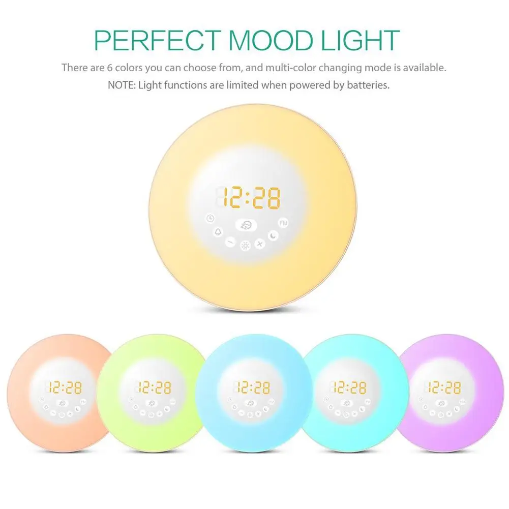 Practical Desk Alarm Clock Wake Up Light Smart Alarm Clock Touch Control Desktop Simulation Sunrise Alarm Clock  Time Display