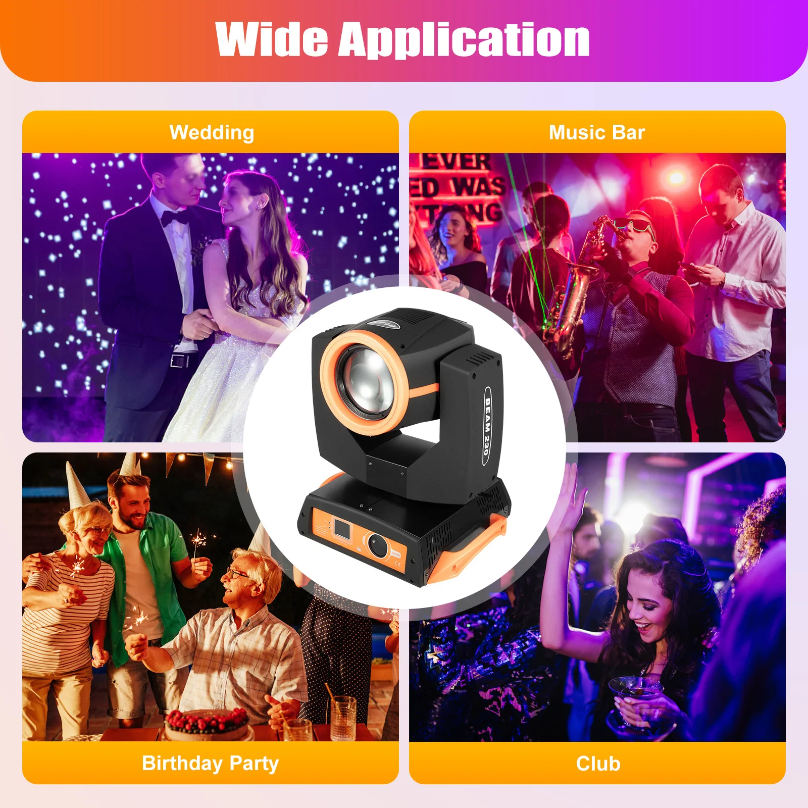 7R Sharpy 230W Zoom Moving Head Beam Light 8+16Prism Strobe Stage Party DJ Light