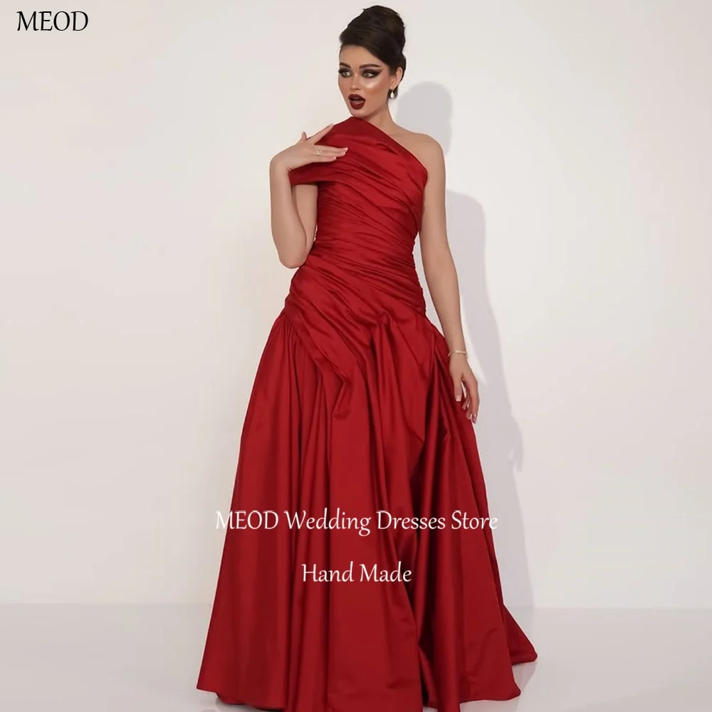 MEOD Burgundy Satin Elegant Dresses Wedding Guest Scalloped A Line Robe De Soirée Sleeveless Modern Vestido De Fiesta Customized