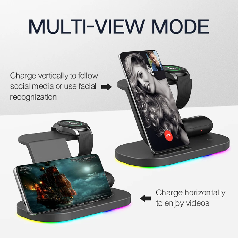 3 in 1 Wireless Charger Station Stand 15W Fast Charging Dock for Samsung Galaxy S24 S23 Ultra S22 Watch 7 6 5 Pro Active2 Buds