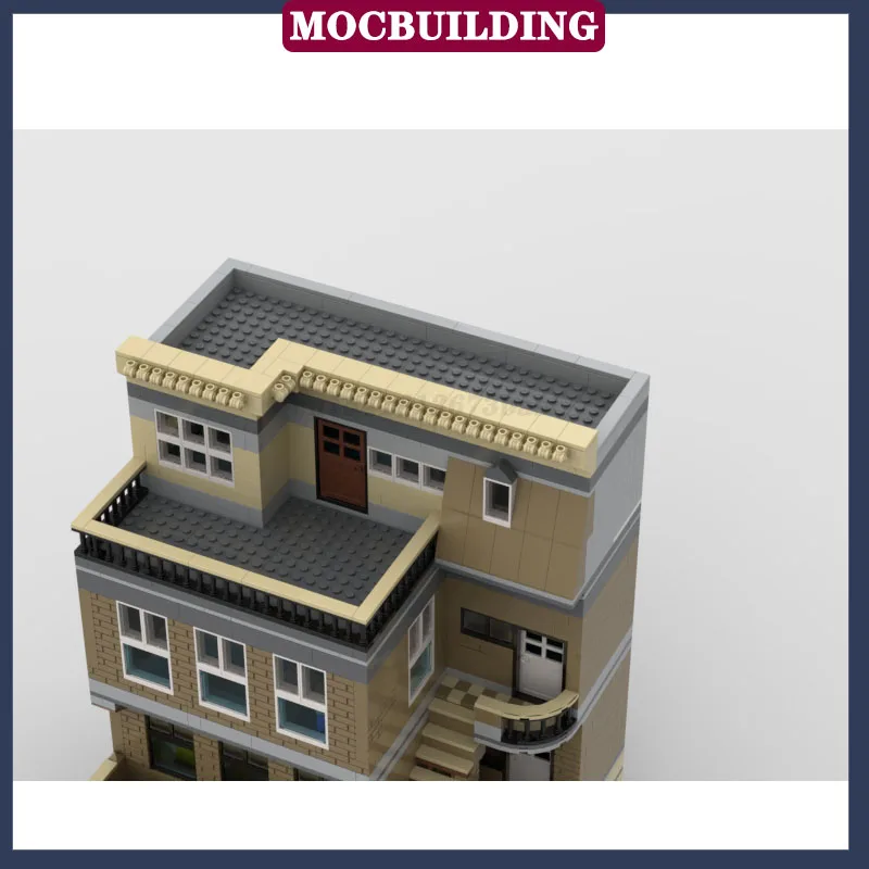 MOC City Architecture Street View Modular Takeaway And Apartments Model Building Block Assembly Collection Series Toy Gifts