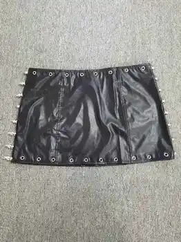 Punk Rock Leather Mini Skirt Women Y2K Studded Low Waist Bodycon Pencil Skirt Edgy Biker Chic Vintage American Retro Hot Sale 2