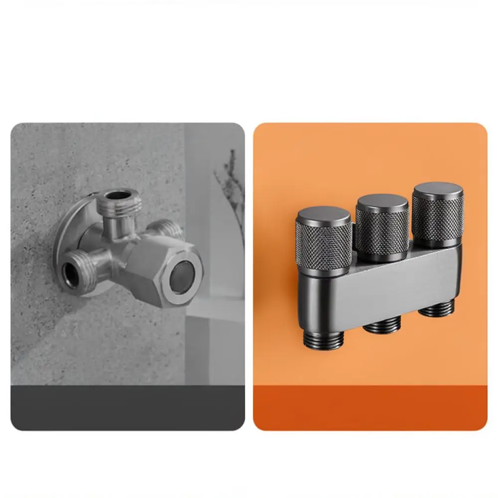 Brass Water Control Valve Triple Outlet Tap Splitter For Washing Machine Toilet Bidet Applicator Modern Bathroom Fixture