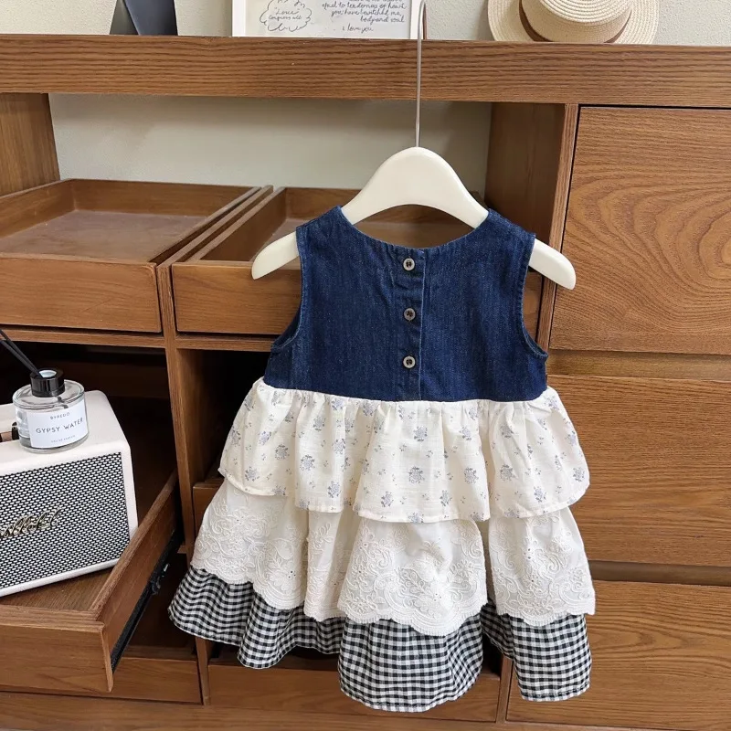 

TOY-Summer New Girls' Princess Dress Baby Casual Fashionable Stylish Patchwork Dress Children's Cake Vest Dress