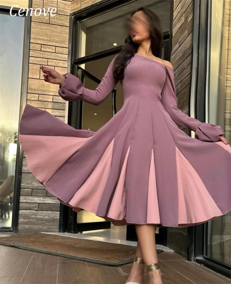 

Cenove A-Line Long Evening Gown Formal Princess Boat Neck Elegant Prom Pink New Party Dresses for Women 2023