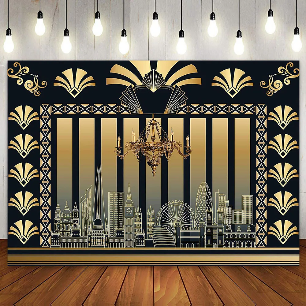 1920s Gatsby Theme Birthday Party Decor Backdrop for Women Roaring 20's Gangster Vintage 20s Background Wedding Booth Banner