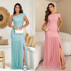 Customized Chiffon Draped Pleat Cocktail Party A-line Off-the-shoulder Bespoke Occasion Gown Long Dresses Evening Saudi Arabia