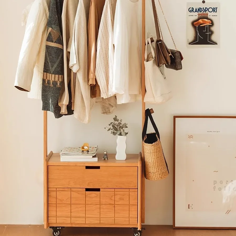 Bedroom floor household hanging clothes storage mobile multi-functional vertical dust hanger