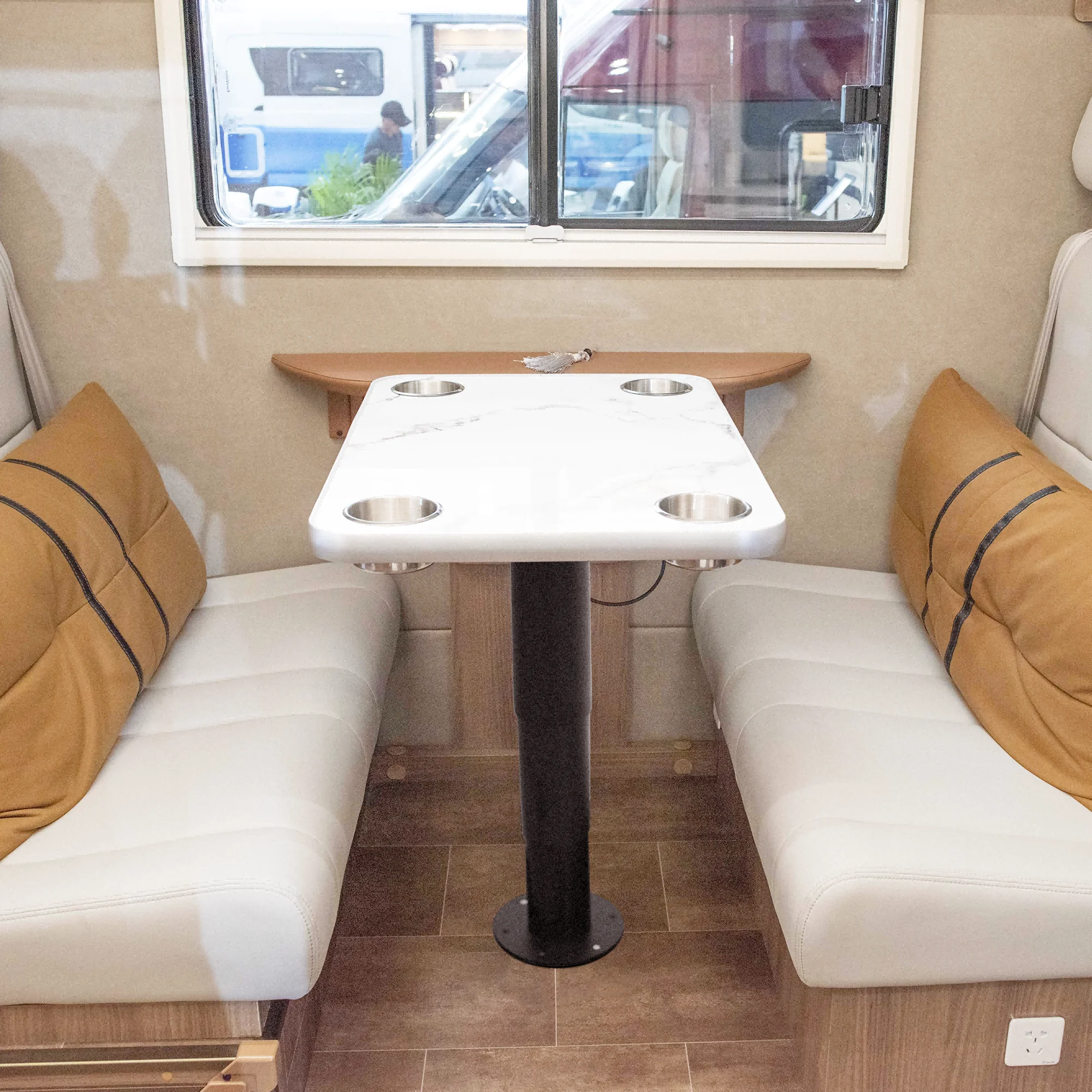 Awnlux  Telescopic Aluminum Alloy Pneumatic Gas Lift Table Pedestal Stand Leg 355-730mm Powder Coated for Caravan Yachts