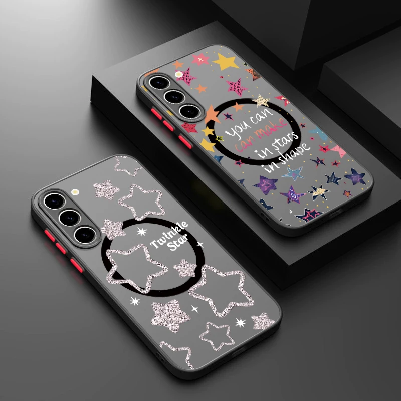 Five-pointed Star Magnetic Phone Case For Samsung Galaxy S26 S25 S23 S22 S24 Ultra S24 S25 FE For Magsafe Matte Hard Back Cover