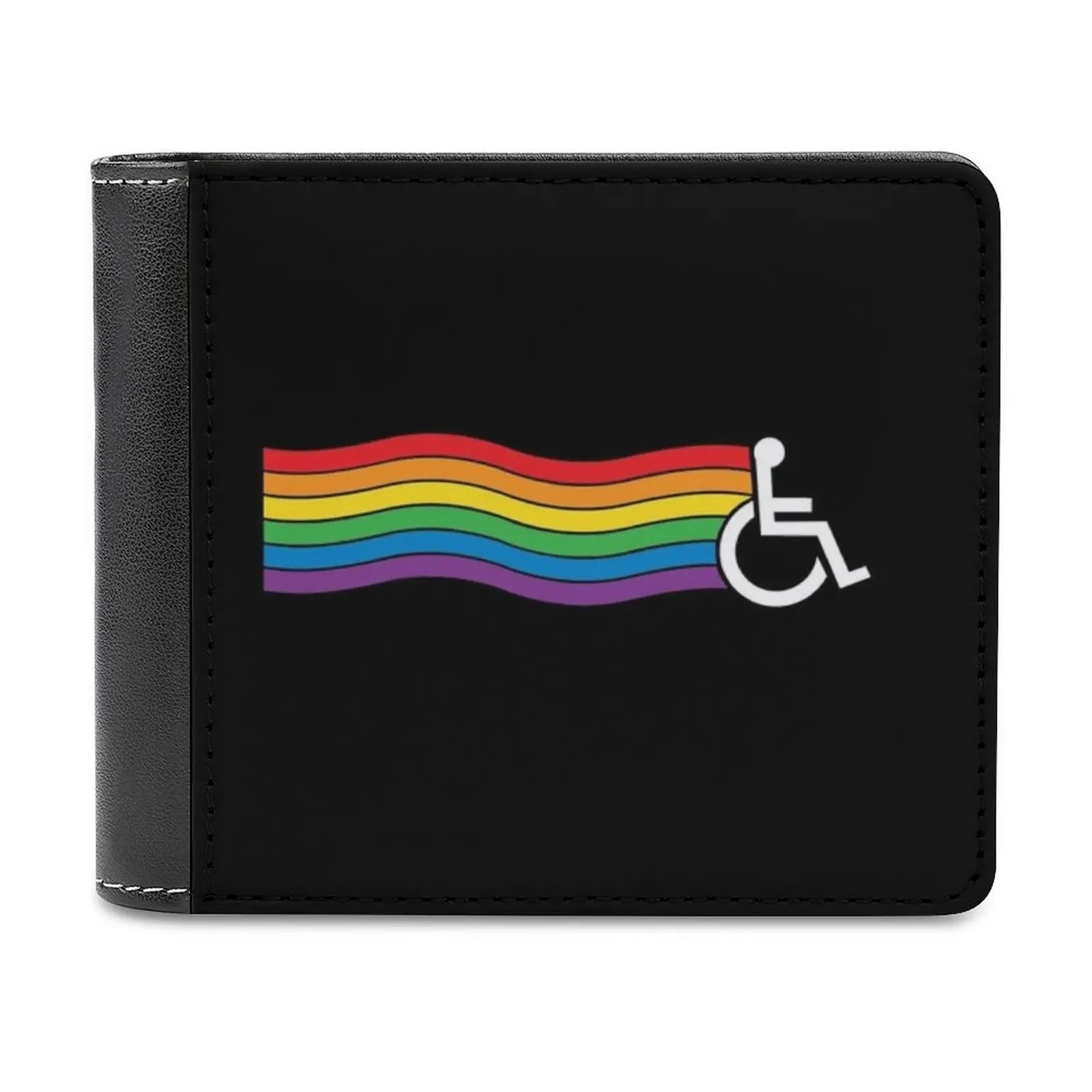 

Кожаный кошелек для инвалидной коляски Pride с темным фоном, мужской классический черный кошелек с держателем для кредитных карт, модный мужской кошелек для инвалидов