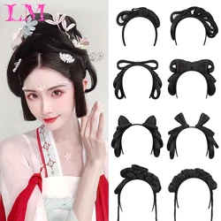 LM Synthetic Chinese Ancient Wig Women Hanfu Wigs Headdress Dance Accessory Wigs Black For Women Integrated Hair Bun High Tem
