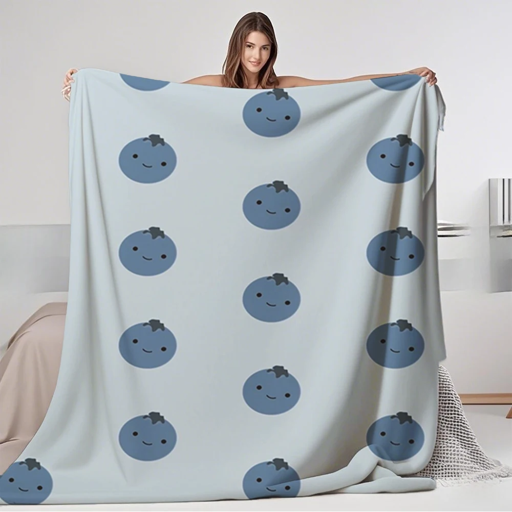 

Scandinavian Design Flannel Soft Blanket Cute Kawaii Blueberry Reversible Blanket Luxury Throw Blankets For Hotels Outdoor Patio