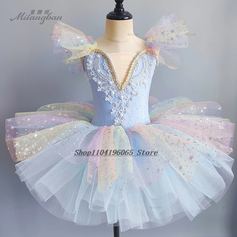 Toddler Sequined Fancy White Ballet Tutu dress Girls Fancy Dance Costumes Children Ballerinas Outfits Kids Ballroom Suit Clothes