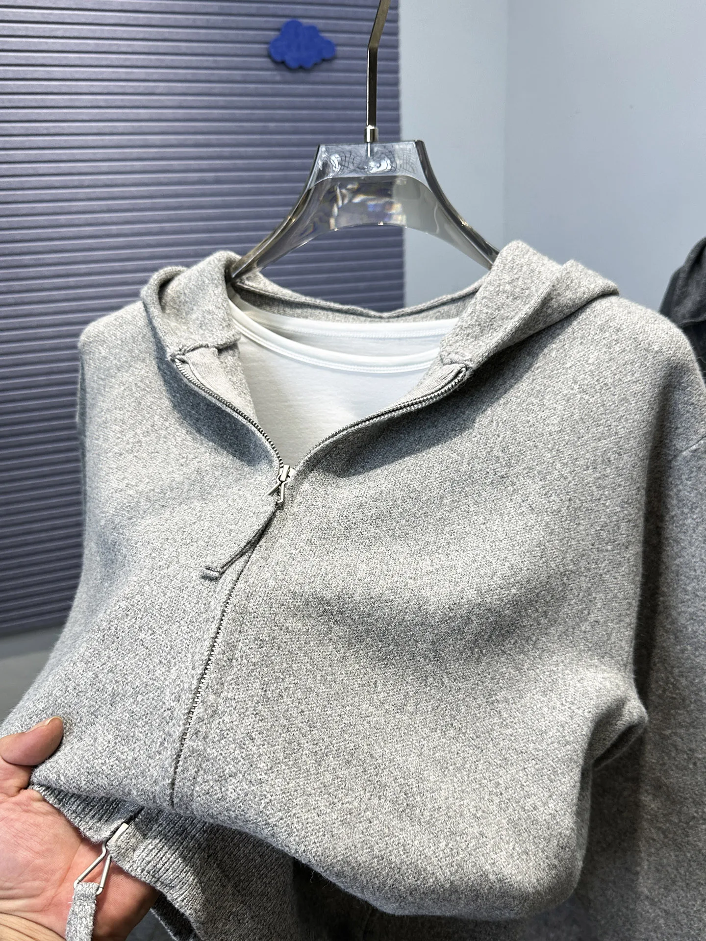 

High-End Hooded Knitted Cardigan Men's Color Casual Sweater Jaet Autumn Winter Outerwear Double Zipper Regular Fit