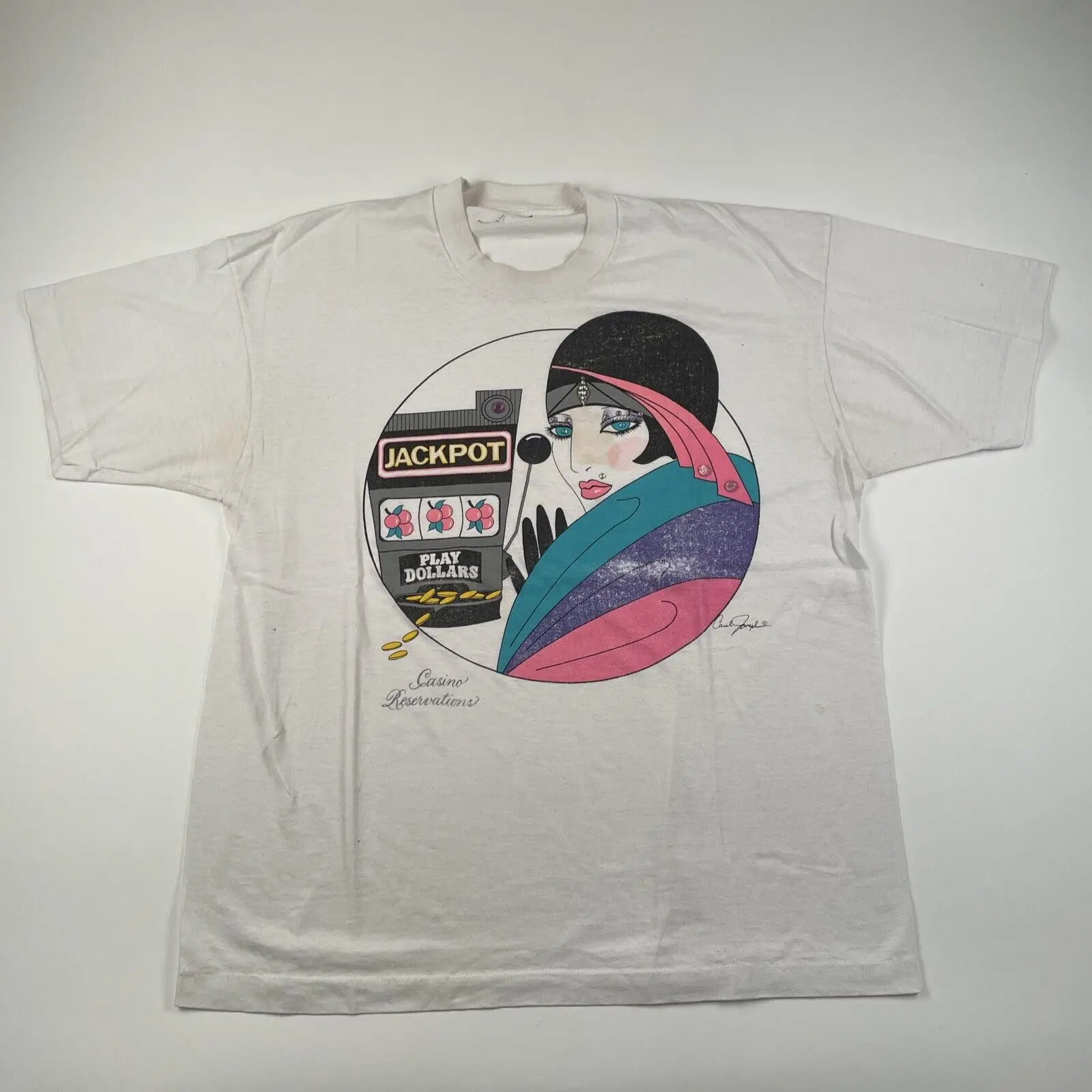 Vintage 90S Casino Reservation T Shirt Size Xl Jack Pot Art