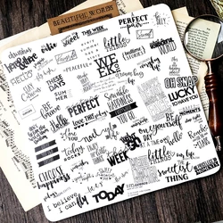 90 Pieces Black Words Phrase Stickers Junk Journal Decorative Words Label Craft Stickers DIY Diary Album Scrapbooking Material