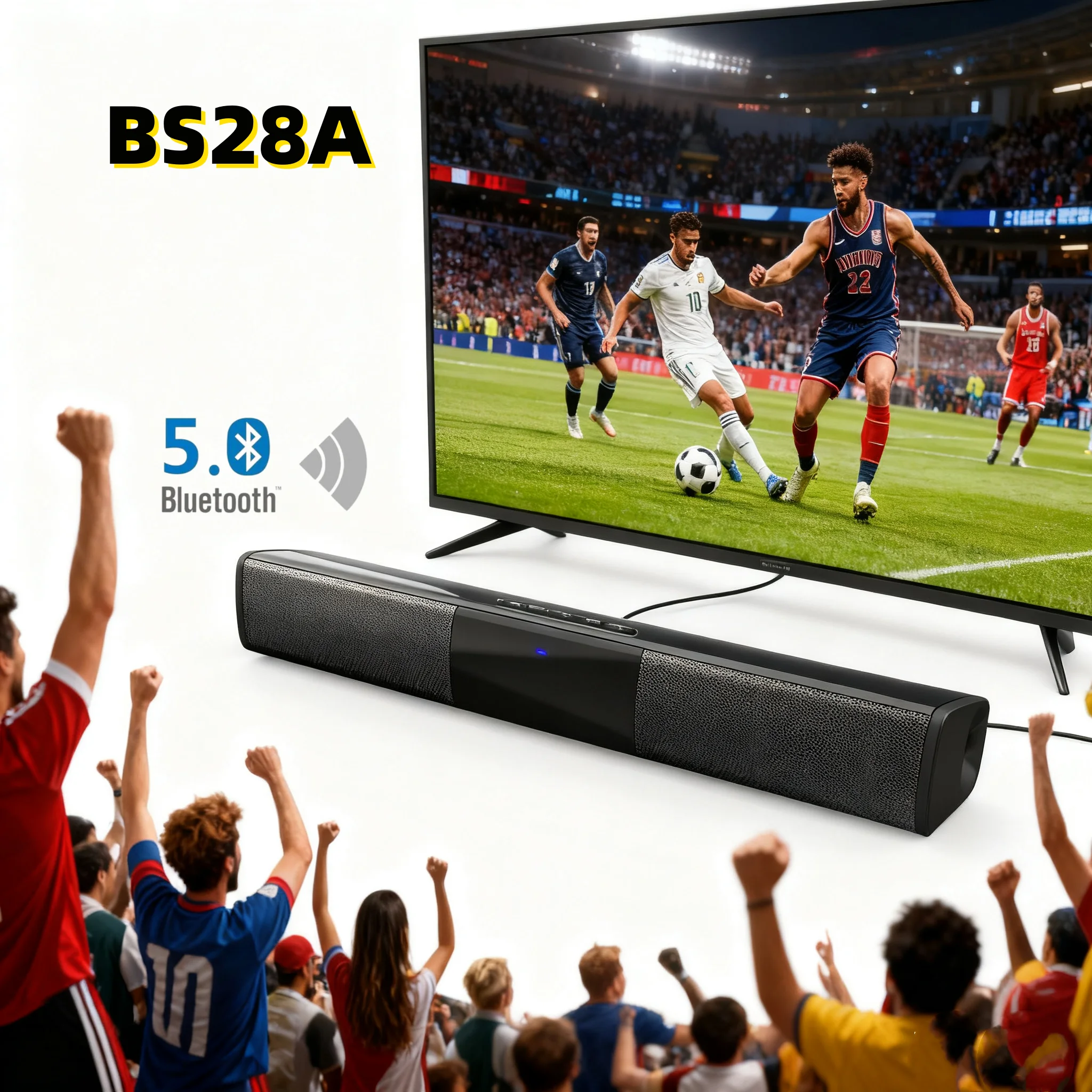 Powerful Bluetooth Soundbar Heavy Bass Subwoofer Stereo Surround Sound Home Cinema/TV/Computer/Car FM Radio Support RCA/AUX/TF
