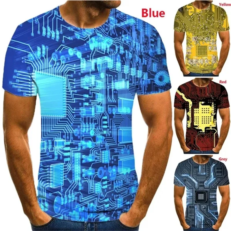 

Men's Electronic Chip T-shirt 3D Printed Electronic Motherboard Graphic T Shirts For Men Short Sleeve Plus Size Hip Hop Tee Tops