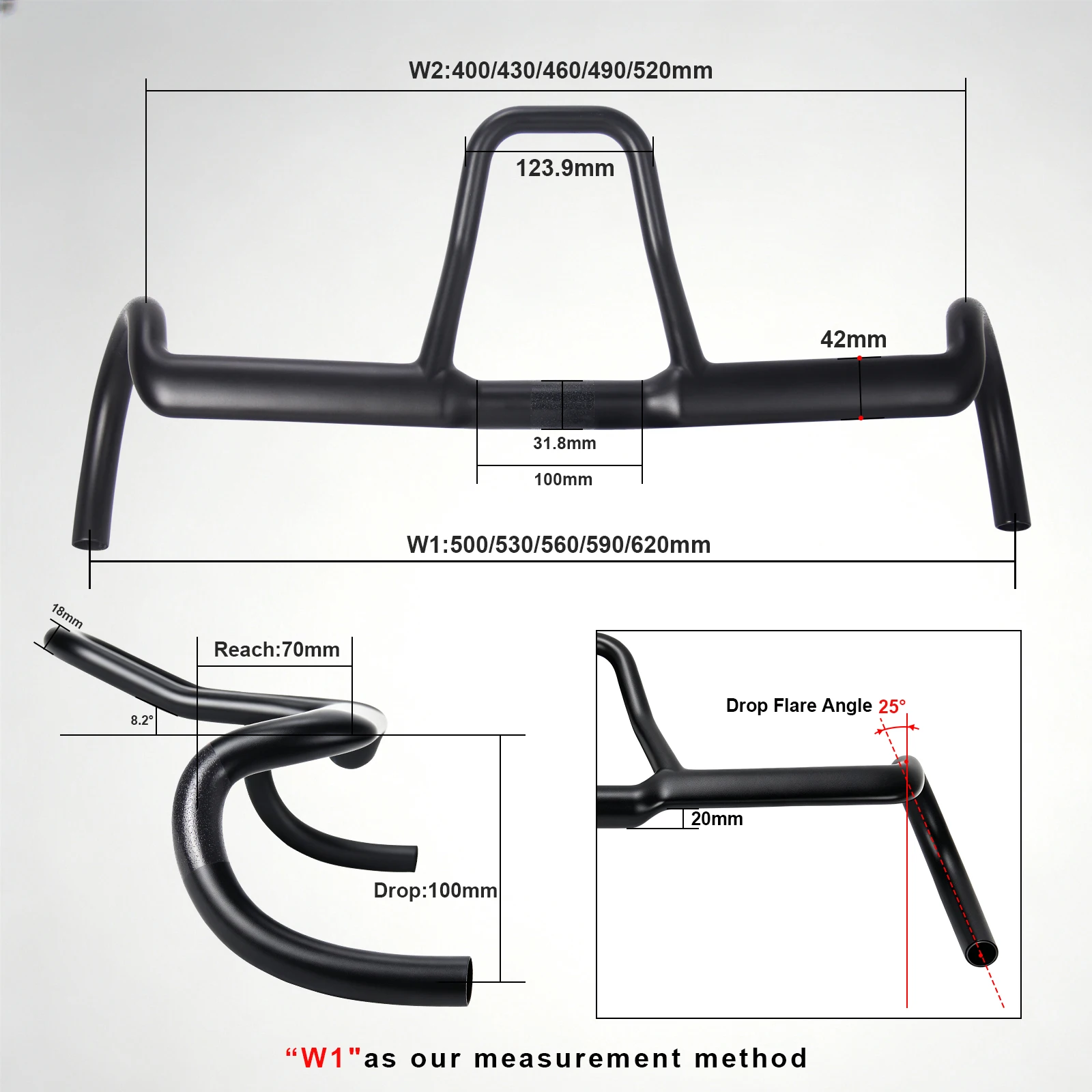 Manillar de carbono para bicicleta de gravel con manillares aerodinámicos de triatlón, modelo RXL SL, manillar curvo para bicicleta de carretera, 31,8 x 500/530/560/590/620 mm, con curvatura de 25 mm. °