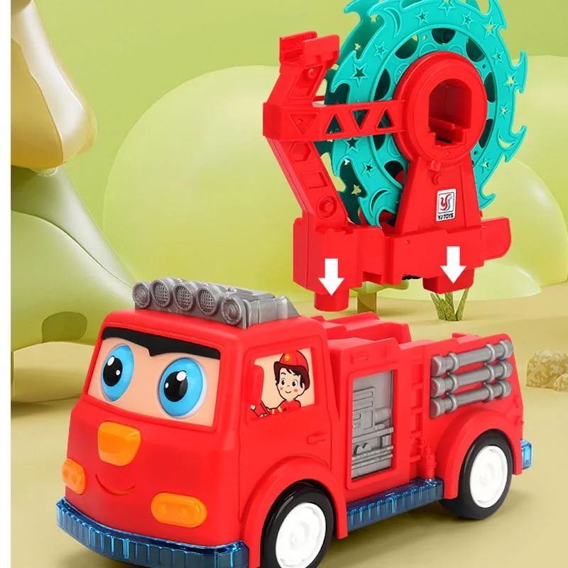 Children's Toy  Electric Fire Duck Ferris Wheel Railcar Car Universal Light Music Track Combined With Fire Truck With Music