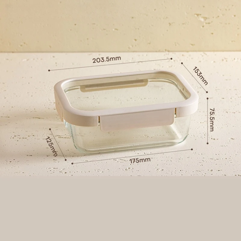 Glass lunch box for office workers microwave oven heating sealed lunch box special bowl with lid divider fresh-keeping box