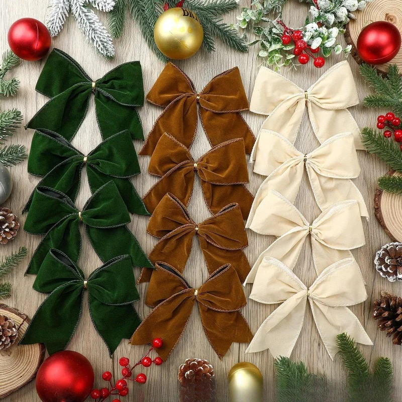 2Pcs Red Velvet Bows, Christmas & Wedding Decor for Birthday Party, Tree, Wall, Room, Classroom, Gift & Fall Home
