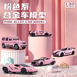 1: 32 Pink Series Lamborghini Mercedes Rolls Royce Sports Car simulazione in lega modello di auto giocattolo per bambini collezione regalo femminile