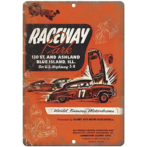 Raceway Park Calumet Auto Racing Association Reproduction A534 Wall Poster Tin Sign Vintage BBQ Restaurant Dinner Room Cafe Sho