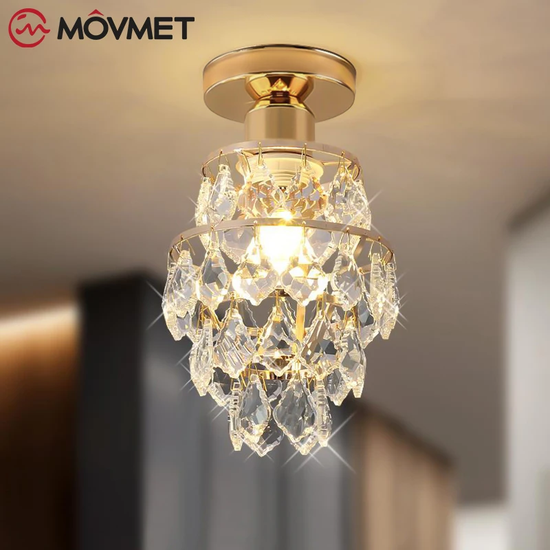 Lampa sufitowa LED Crystal Light korytarz luksusowe szklane werandzie dwupoziomowy salon sypialnia romantyczna E27 Iron Home Deco