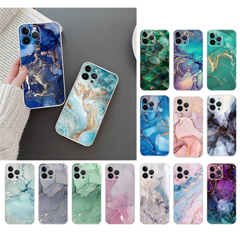 

Phone Case For iphone 17ProMax Air 16 15 14 13 Pro Max 15 16 Pro 15Plus Blue Greem Marble