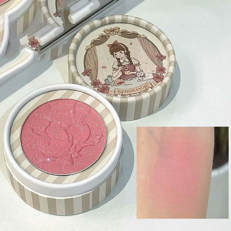 Girl's Relief Blusher Palette Shimmer Rose Low Saturation Powder Blush Mousse Matte Natural Rouge Brightens Facial Cheek Contour