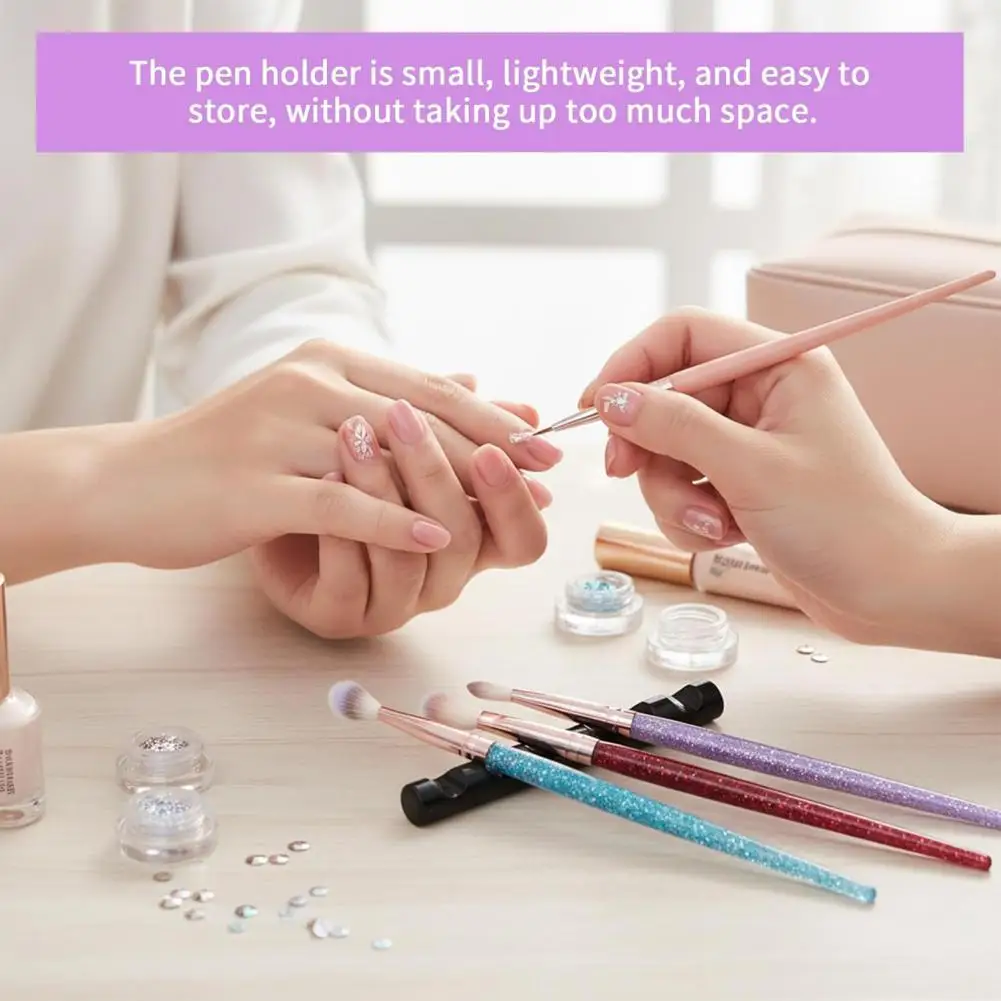 6Pcs Nail Brush Holder with 5 Slots Multi-functional Makeup Brush Organizer Manicure Art Tools Painting Pens Storage Rack