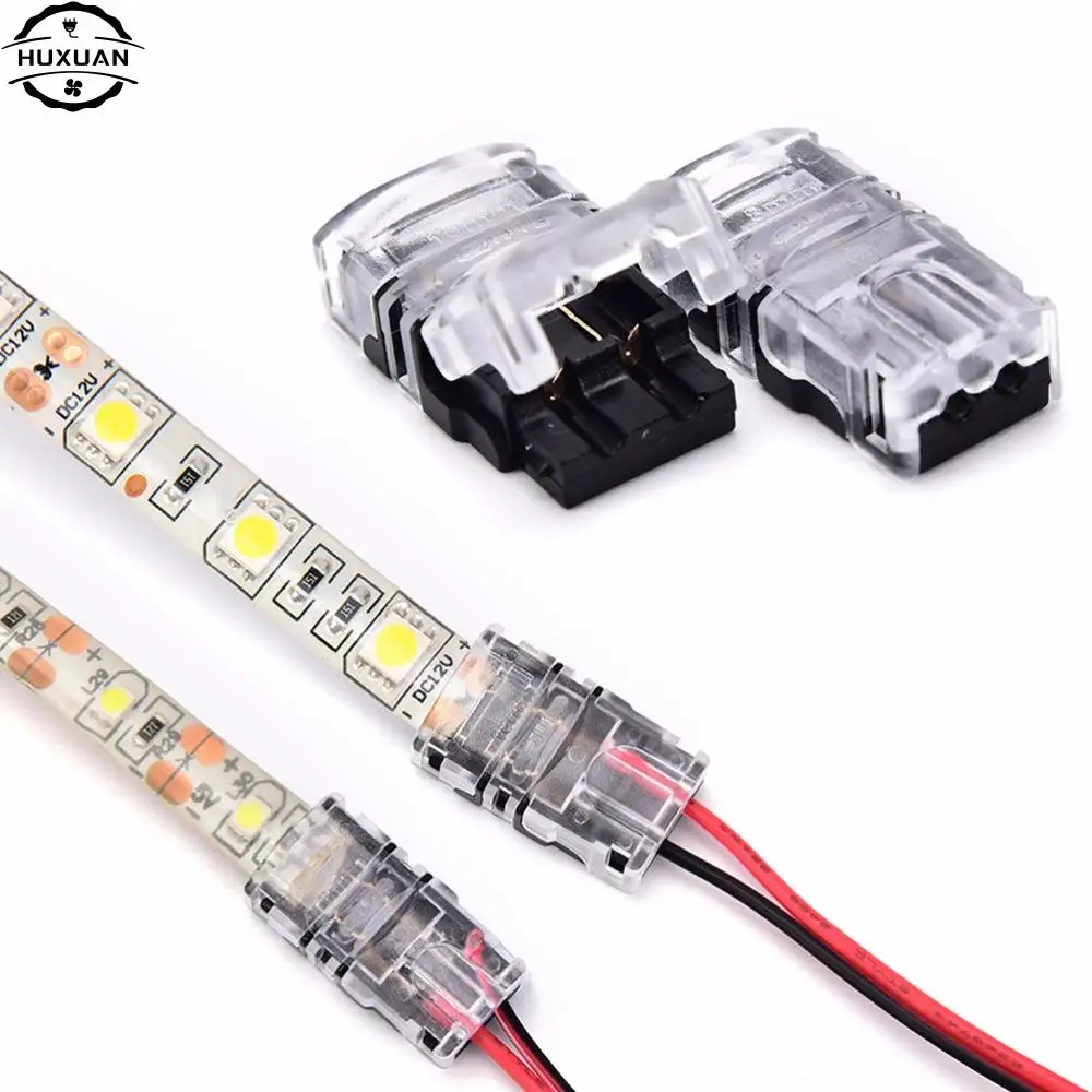 New 2pin LED Strip to Wire Connector for 8/10mm Single Color IP65 Waterproof SMD 5050 5630 LED Tape Light Connection Conductor