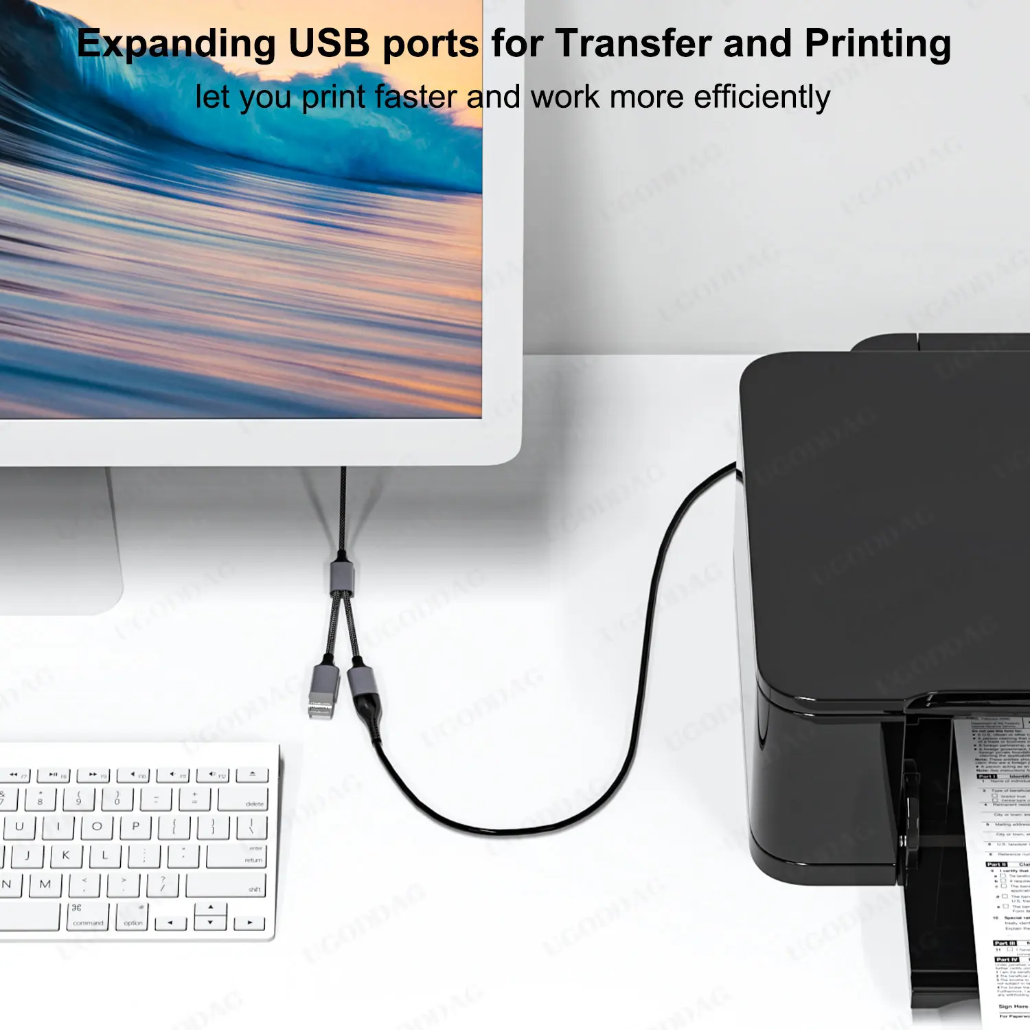 1ปลั๊ก2ปลั๊กตัวเมีย USB 2.0 OTG Extension สาย HUB Y ข้อมูลสายเคเบิลอะแดปเตอร์แปลง Splitter USB 2.0