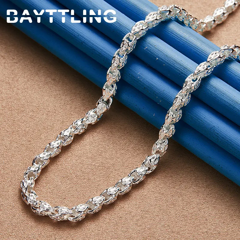 

925 Sterling Silver 20/24 Inches Fine Tap Chain Hip Hop Necklace For Women Men Fashion Charm Engagement Party Jewelry