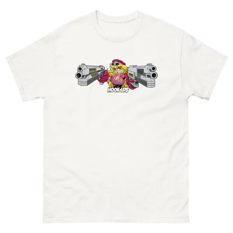 Hook Ups Skate Girl With Two Guns Retro Skateboarding T Shirt Design