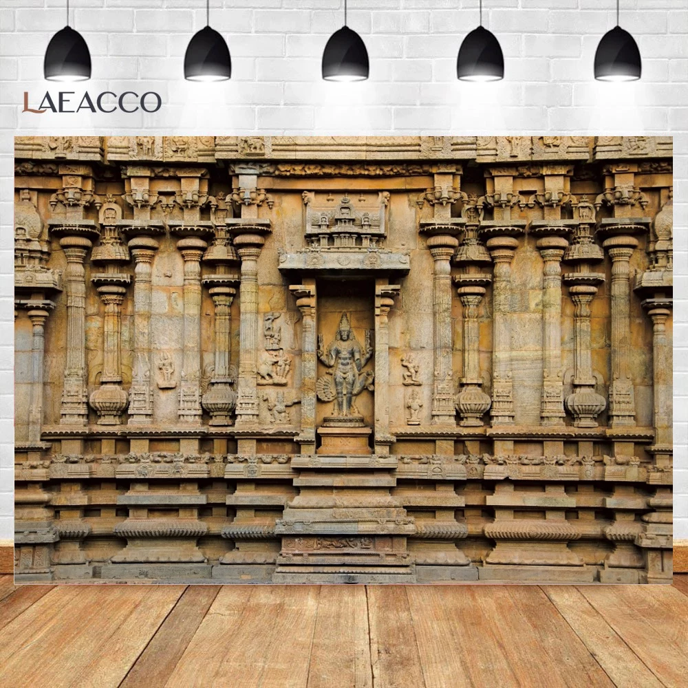 Laeacco Vinyl Background Indian Temple Built Old Vintage Church Party Decor Pattern Photography Backdrop For Photo Studio