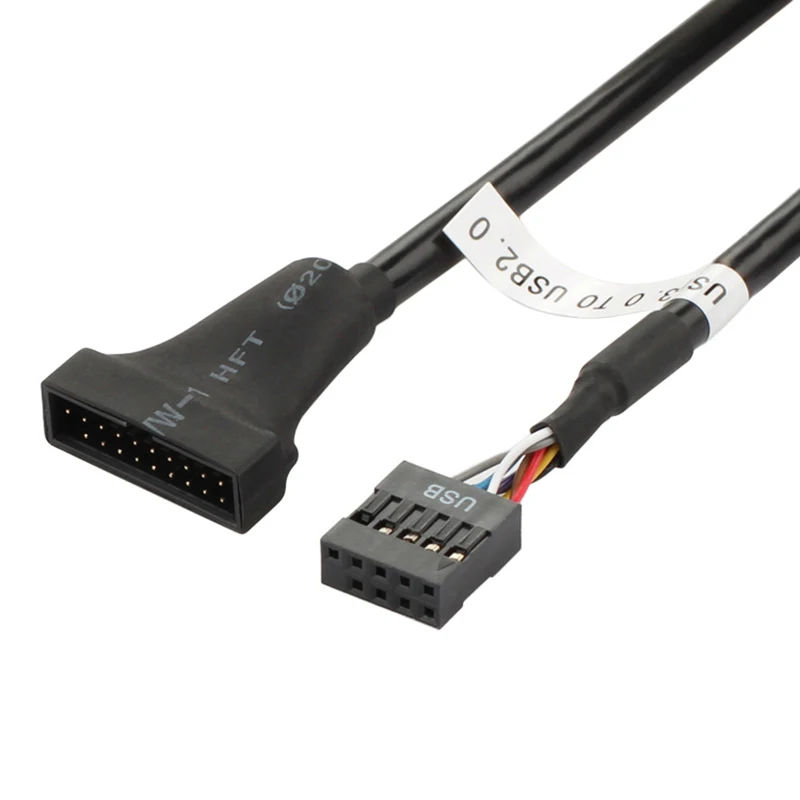 اللوحة الرئيسية USB 3.0 20 دبوس رأس إلى USB 2.0 9pin جسر كابل ، اللوحة الداخلية USB 2.0 9pin إلى USB 3.0 20pin كابل محول