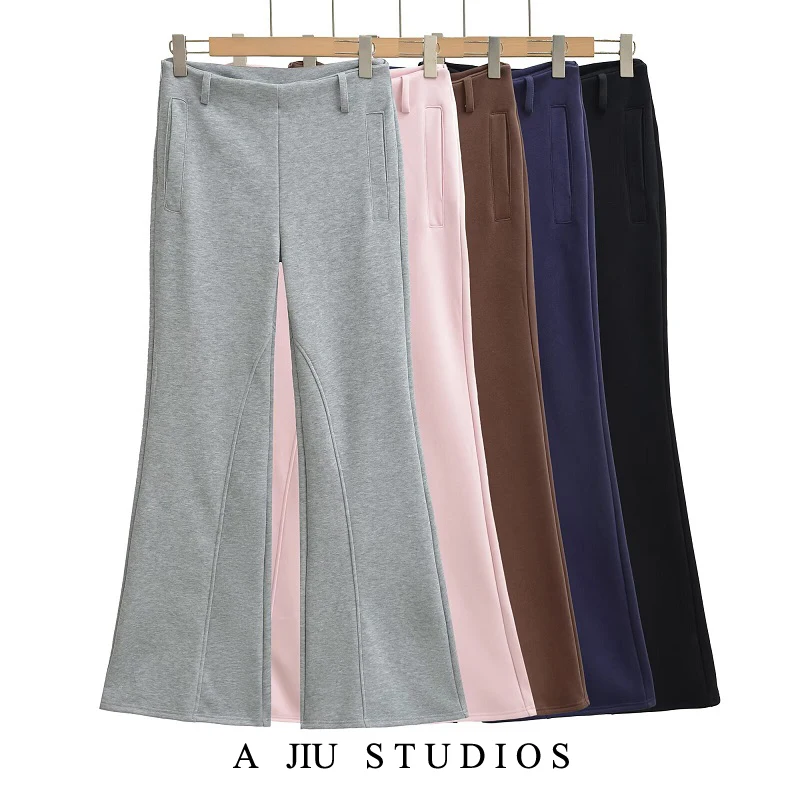 

Low Waist Fleece Lined Flared Casual Pants Women's Autumn Winter New Style Loose Drape Versatile Slimming Sporty Sweatpants