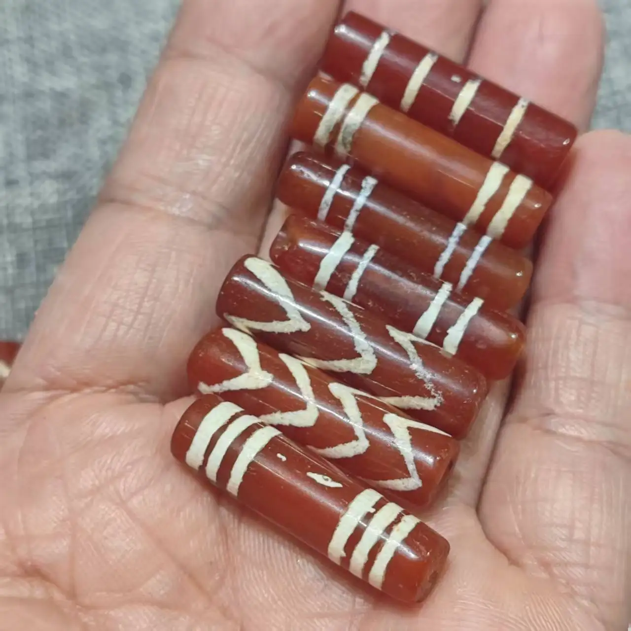 1pcs/lot Jewelry loose Western Asian Red Carnelian Line beads natural agate DIY for jewelry making gift oval ethnic style 30-38m