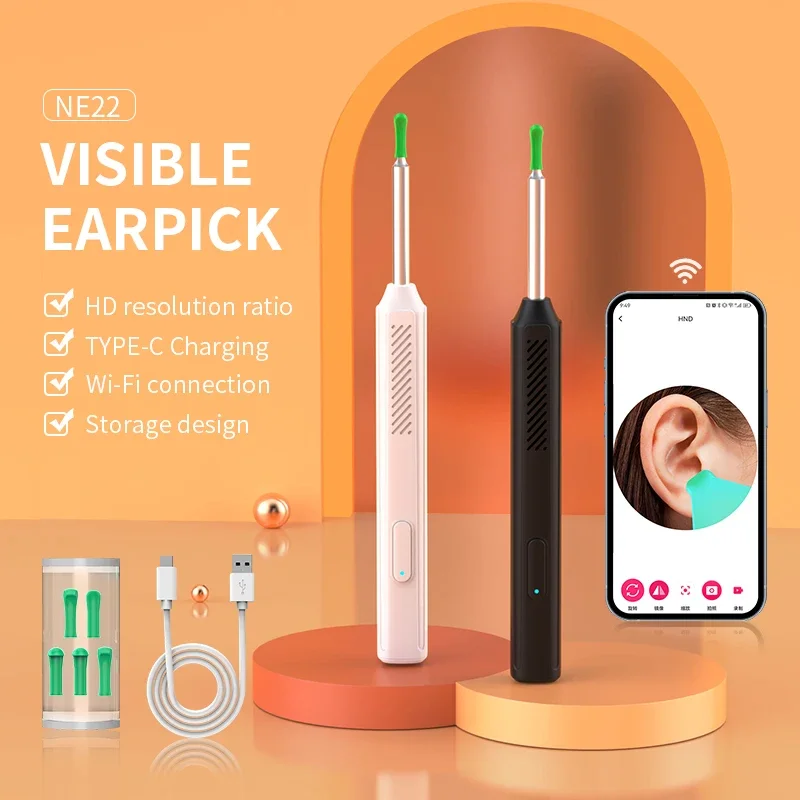 Wireless Visual Ear Wax Removal Smart Visual Ear Cleaner With Camera Endoscope 1296P Luminous Otoscope Ear Cleaning Tool