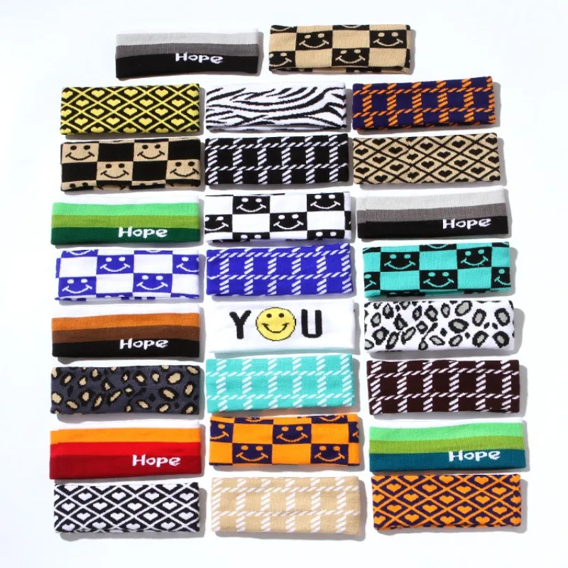 Sports Hair Band For Men Plaid Sweatband Girl Running Headscarf Elastic Headband Women Face Washing Boy Fashion Hair Accessories