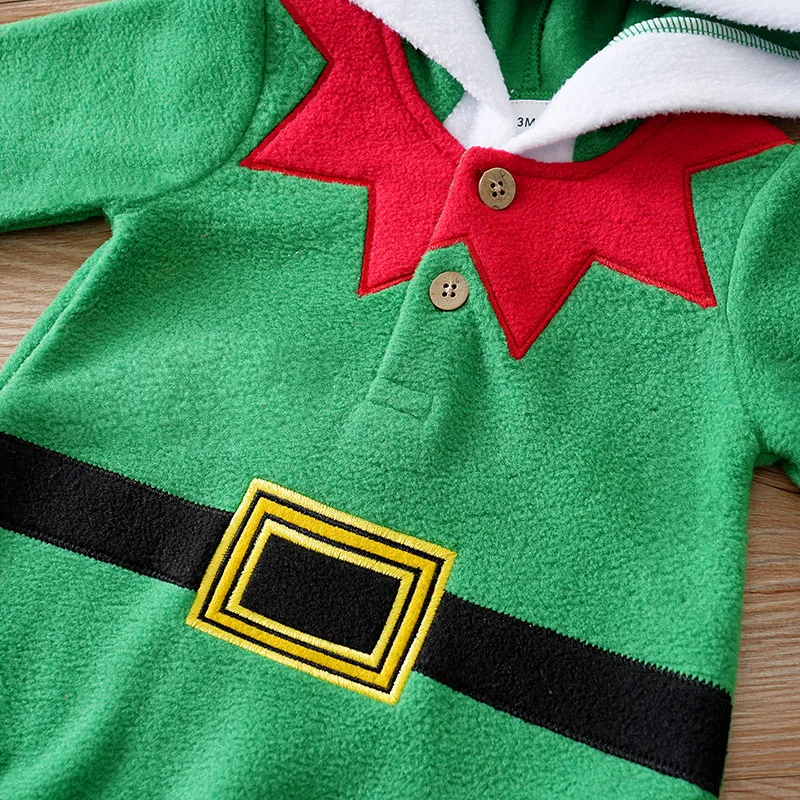 Christmas Newborn Clothes Cute Green Elf Soft 0-18 Boys And Girls Spring And Autumn Long Sleeved Baby Triangle Jumpsuit+Socks