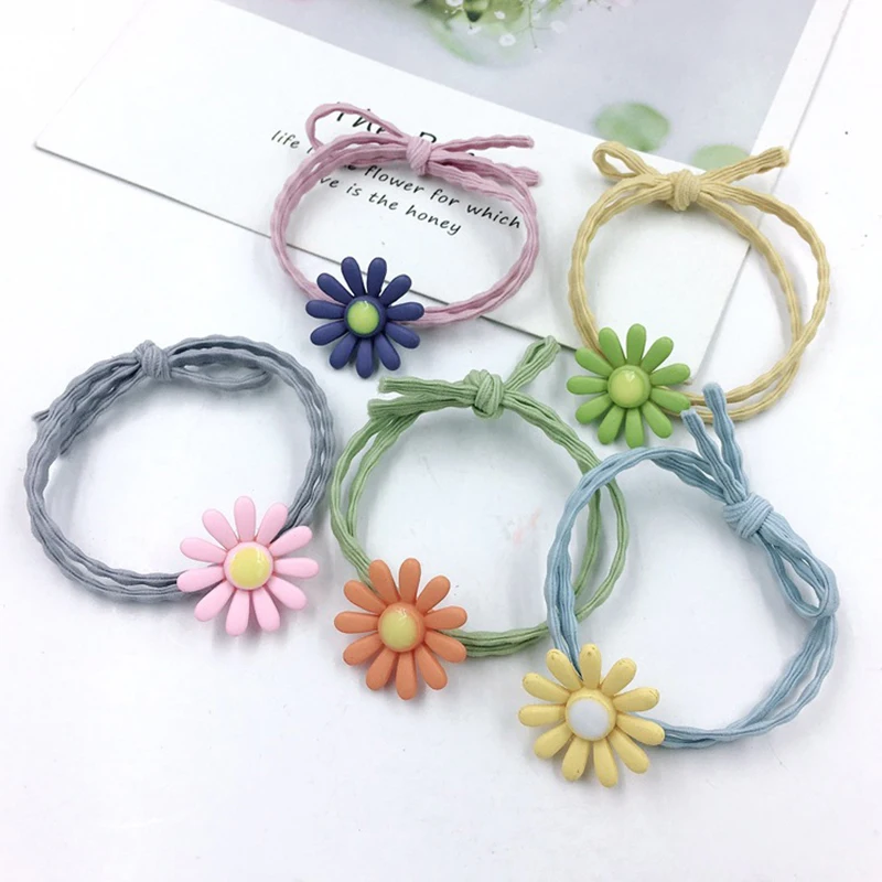 Simple Multicolor Beads Hair Tie Elastic Hair Rope Metal Sheets Scrunchies Ponytail Headdress For Women Accessories Hair Ties