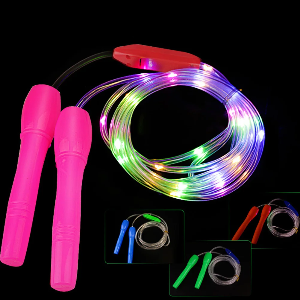 2pcs Light-up Jump Rope Outdoor LED Flashing Skipping Rope Sports Equipment Sports Gadget for Kids Children (Random Color)