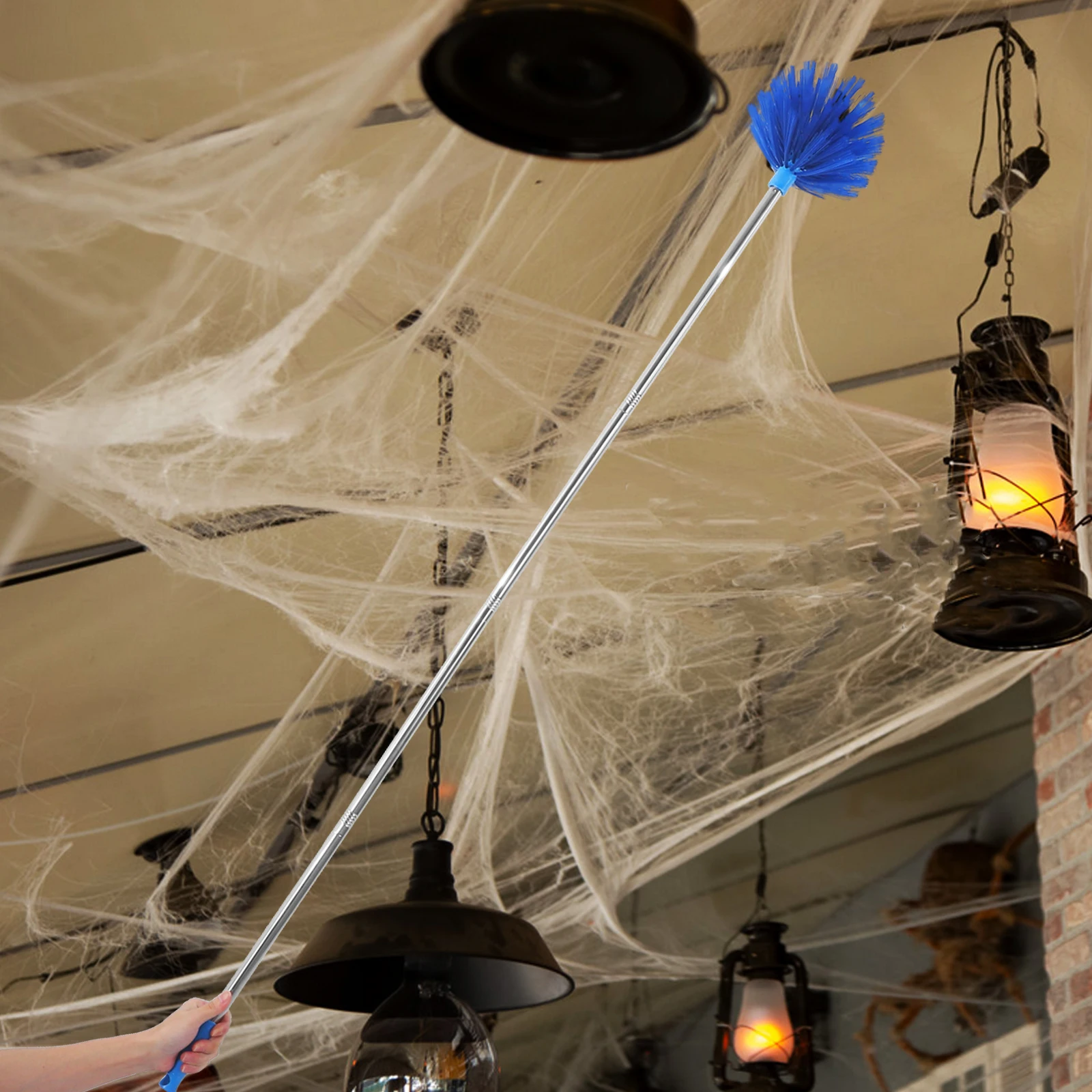 

Spider Web Duster Cobweb Remover Adjustable Extension Pole Lightweight for Indoor Outdoor Spider Web Cleaner